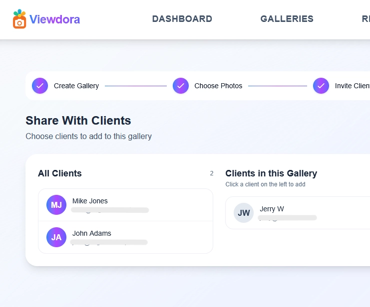 Invite Clients to Viewdora Studio